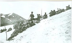 Türkische Maschinengewehrstellung an der Ostfront 1915.