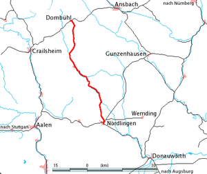 Strecke der Bahnstrecke Nördlingen–Dombühl