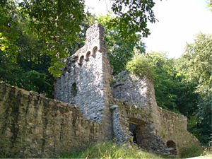 Burg Rodenstein - Teile der Ringmauer mit dem so genannten Mühlturm