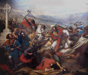 Karl Martell in der Schlacht von Poitiers, Historiengemälde von Carl von Steuben, zwischen 1834 und 1837