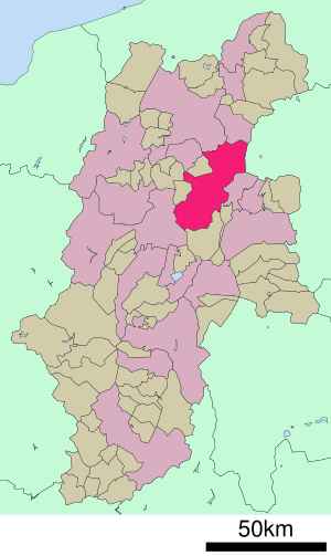 Lage Uedas in der Präfektur