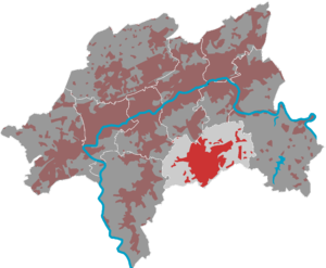 Lage des Bezirks Ronsdorf in Wuppertal