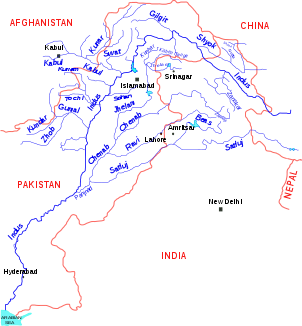 Verlauf des Chanab im Einzugsgebiet des Indus