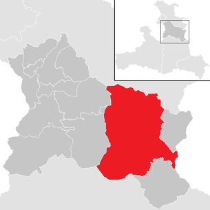 Lage der Gemeinde Abtenau im Bezirk Hallein (anklickbare Karte)