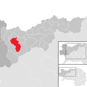 Lage der Gemeinde Aigen im Ennstal im Bezirk Liezen (anklickbare Karte)