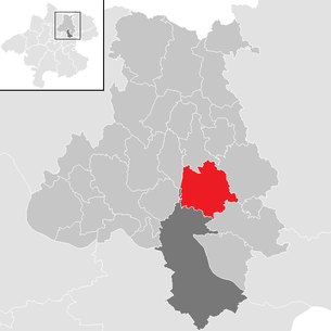 Lage der Gemeinde Altenberg bei Linz im Bezirk Urfahr-Umgebung (anklickbare Karte)