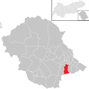 Lage der Gemeinde Amlach im Bezirk Lienz (anklickbare Karte)