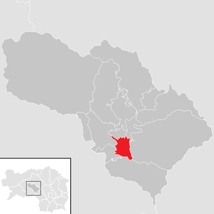 Lage der Gemeinde Apfelberg im Bezirk Knittelfeld (anklickbare Karte)