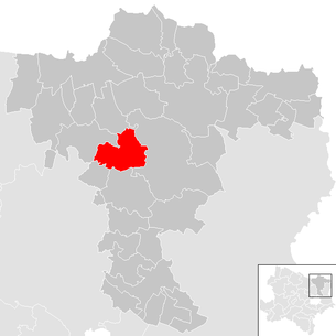 Lage der Gemeinde Asparn an der Zaya im Bezirk Mistelbach (anklickbare Karte)