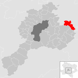 Lage der Gemeinde Asperhofen im Bezirk Sankt Pölten-Land (anklickbare Karte)