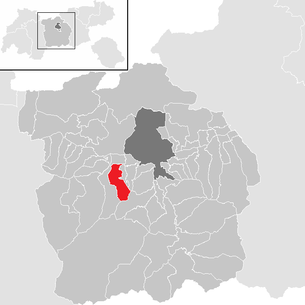 Lage der Gemeinde Axams im Bezirk Innsbruck Land (anklickbare Karte)