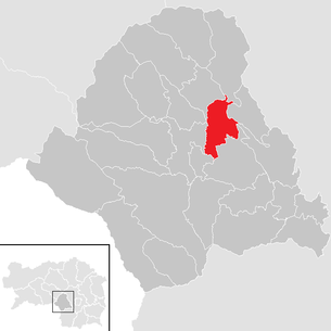 Lage der Gemeinde Bärnbach im Bezirk Voitsberg (anklickbare Karte)
