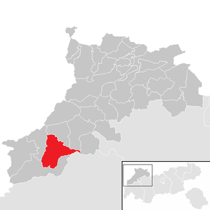 Lage der Gemeinde Bach (Tirol) im Bezirk Reutte (anklickbare Karte)