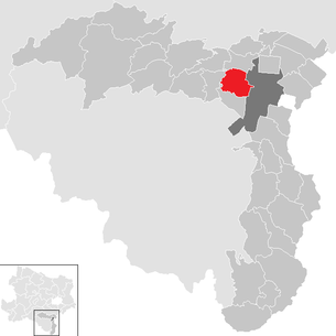 Lage der Gemeinde Bad Fischau-Brunn im Bezirk Wiener Neustadt-Land (anklickbare Karte)