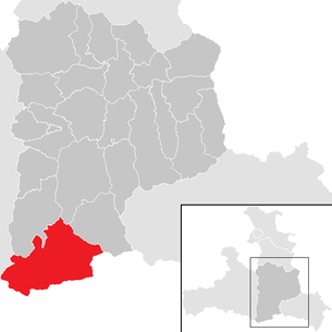 Lage der Gemeinde Bad Gastein im Bezirk St. Johann im Pongau (anklickbare Karte)