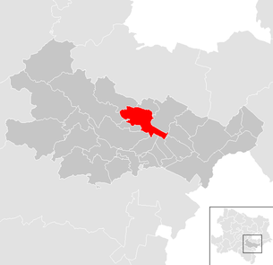 Lage der Gemeinde Baden (Niederösterreich) im Bezirk Baden (anklickbare Karte)