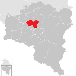 Lage der Gemeinde Bludenz im Bezirk Bludenz (anklickbare Karte)