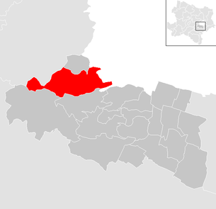 Lage der Gemeinde Breitenfurt bei Wien im Bezirk Mödling (anklickbare Karte)
