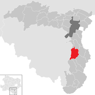Lage der Gemeinde Bromberg (Niederösterreich) im Bezirk Wiener Neustadt-Land (anklickbare Karte)