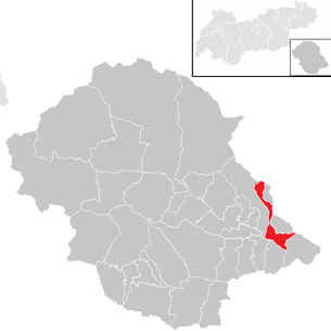 Lage der Gemeinde Dölsach im Bezirk Lienz (anklickbare Karte)