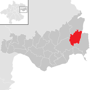 Lage der Gemeinde Dimbach (Oberösterreich) im Bezirk Perg (anklickbare Karte)