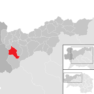 Lage der Gemeinde Donnersbach im Bezirk Liezen (anklickbare Karte)