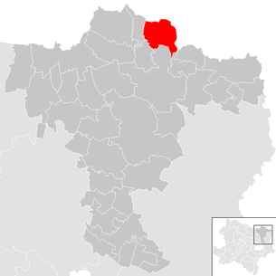 Lage der Gemeinde Drasenhofen im Bezirk Mistelbach (anklickbare Karte)