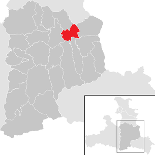 Lage der Gemeinde Eben im Pongau im Bezirk St. Johann im Pongau (anklickbare Karte)