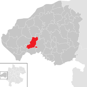 Lage der Gemeinde Eggelsberg im Bezirk Braunau am Inn (anklickbare Karte)