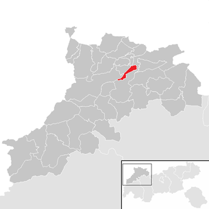 Lage der Gemeinde Ehenbichl im Bezirk Reutte (anklickbare Karte)