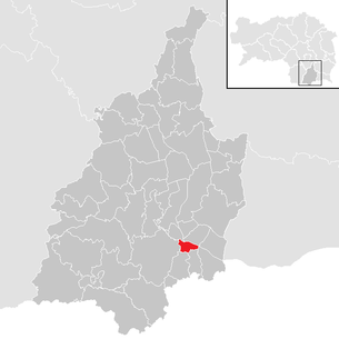 Lage der Gemeinde Ehrenhausen im Bezirk Leibnitz (anklickbare Karte)