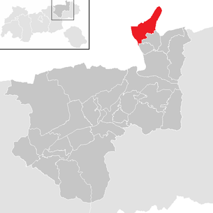 Lage der Gemeinde Erl (Tirol) im Bezirk Kufstein (anklickbare Karte)