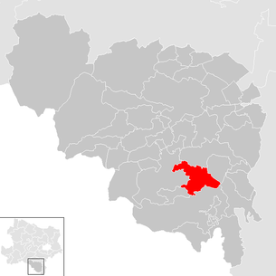 Lage der Gemeinde Feistritz am Wechsel im Bezirk Neunkirchen (anklickbare Karte)