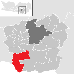 Lage der Gemeinde Feistritz im Rosental im Bezirk Klagenfurt-Land (anklickbare Karte)