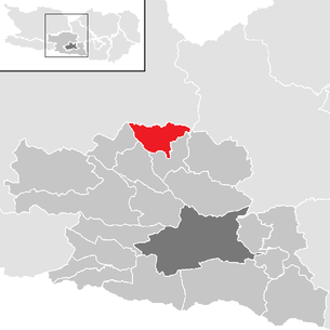 Lage der Gemeinde Feld am See im Bezirk Villach-Land (anklickbare Karte)