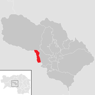 Lage der Gemeinde Flatschach im Bezirk Knittelfeld (anklickbare Karte)