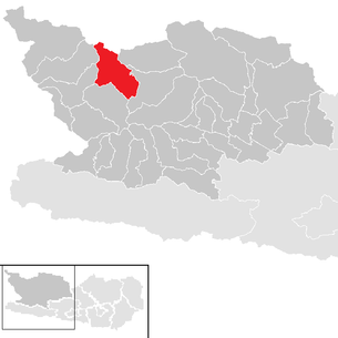 Lage der Gemeinde Flattach im Bezirk Spittal an der Drau (anklickbare Karte)