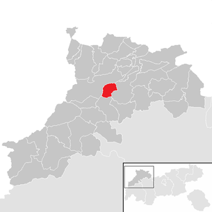 Lage der Gemeinde Forchach im Bezirk Reutte (anklickbare Karte)