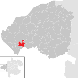 Lage der Gemeinde Franking im Bezirk Braunau am Inn (anklickbare Karte)