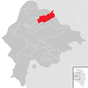 Lage der Gemeinde Fraxern im Bezirk Feldkirch (anklickbare Karte)