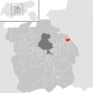 Lage der Gemeinde Fritzens im Bezirk Innsbruck Land (anklickbare Karte)