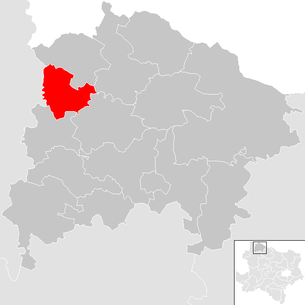 Lage der Gemeinde Gastern im Bezirk  Waidhofen an der Thaya (anklickbare Karte)