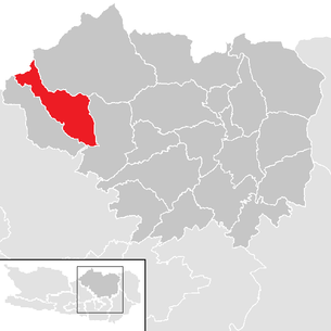 Lage der Gemeinde Glödnitz im Bezirk Sankt Veit an der Glan (anklickbare Karte)