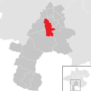 Lage der Gemeinde Gmunden im Bezirk Gmunden (anklickbare Karte)