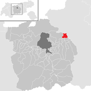 Lage der Gemeinde Gnadenwald im Bezirk Innsbruck Land (anklickbare Karte)