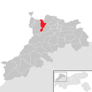 Lage der Gemeinde Grän im Bezirk Reutte (anklickbare Karte)