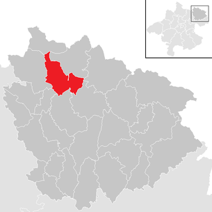 Lage der Gemeinde Grünbach (Oberösterreich) im Bezirk Freistadt (anklickbare Karte)