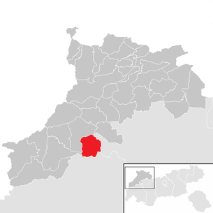 Lage der Gemeinde Gramais im Bezirk Reutte (anklickbare Karte)