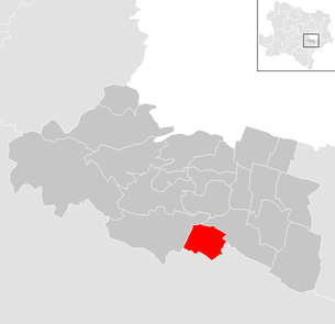 Lage der Gemeinde Gumpoldskirchen im Bezirk Mödling (anklickbare Karte)