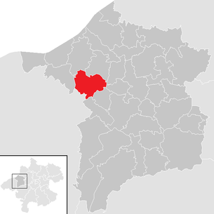 Lage der Gemeinde Gurten (Oberösterreich) im Bezirk Ried im Innkreis (anklickbare Karte)